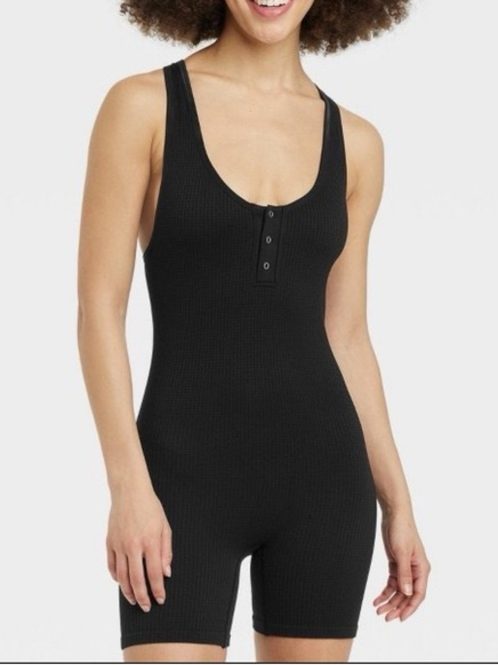 Colsie Black Ribbed Scoop Neck Bodysuit Romper